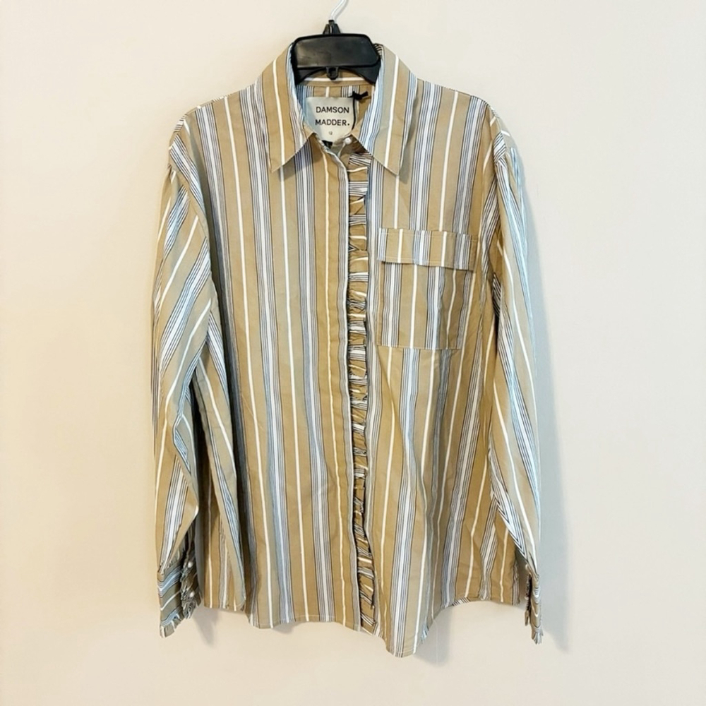 Damson Madder NWT Kylie ruffled button down long sleeve shirt size UK12(US 8) - Picture 3 of 16